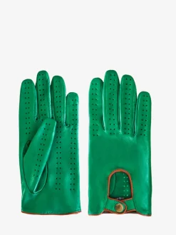 Racing Gloves Women - Green / Light Brown