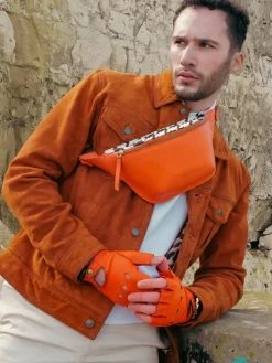 Racing Mittens Men - Orange / Light Brown
