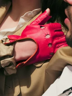 Racing Mittens Women - Fuchsia / Light Brown